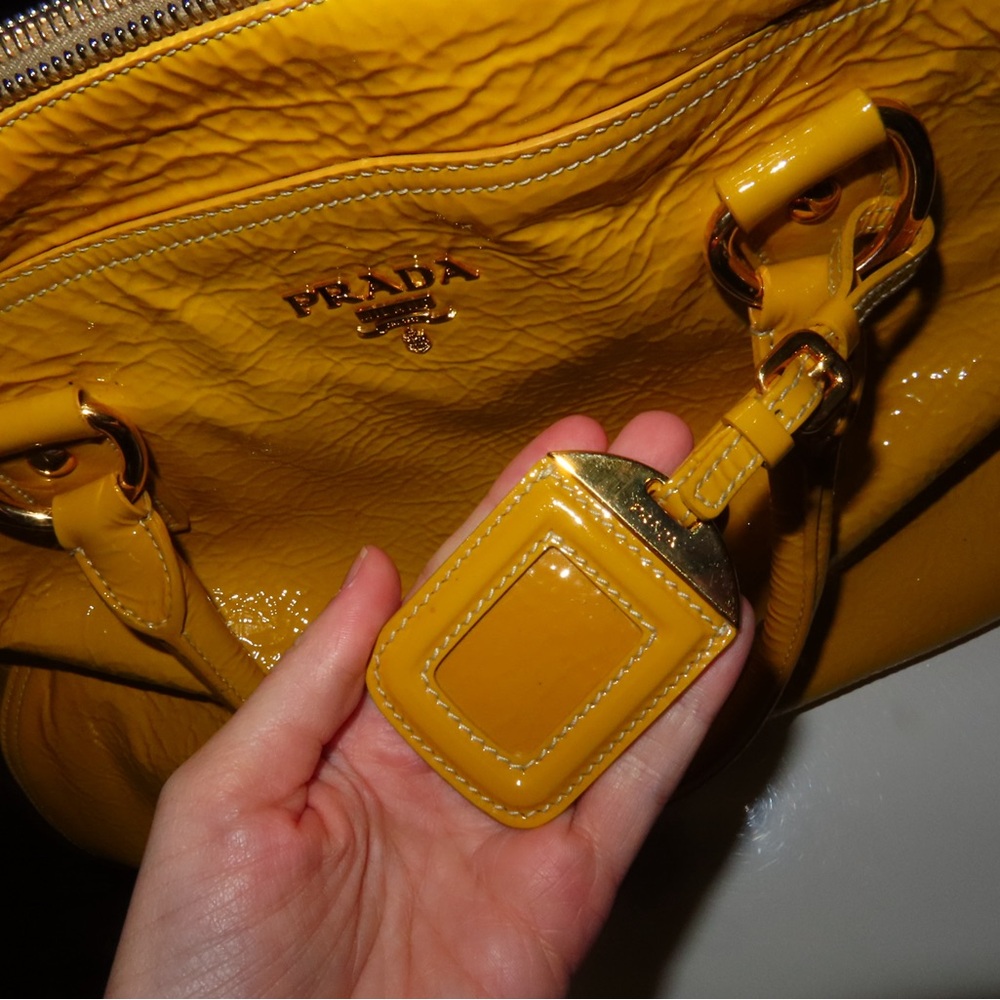 Prada Glossy Yellow Patent Leather Tote - Picture 7 of 9